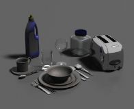 消毒机,玻璃杯,刀叉等餐具3D模型