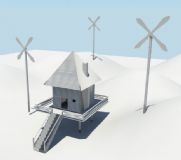 一所小房子,风车3D模型
