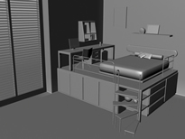 现代小居卧室设计maya模型