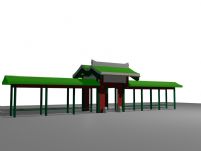 二进制垂花门,走廊3D模型