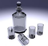 酒瓶,玻璃瓶,玻璃杯,酒杯3D模型