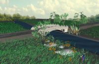 花朵,青草,小树,小桥流水,3D自然场景模型