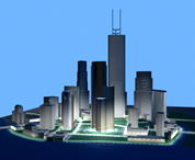 未来城市,CBD商业区,写字楼,建筑群,大厦3D模型