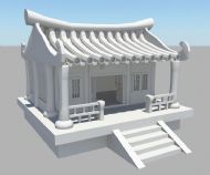 中式古典卡通房子maya模型