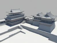 高精度古代楼阁建筑,寺庙建筑Maya模型