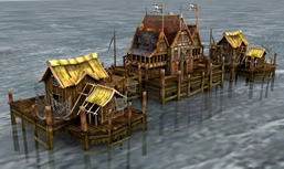 海边小屋,渔民房屋,游戏场景3D模型