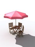 露天茶座,室外茶座,休闲桌椅3D模型