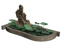 假山,水池,荷花池3d模型
