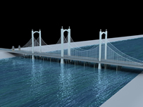 大桥鸟瞰,吊桥3D模型