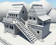 带阁楼的双层建筑maya模型