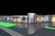 超市夜景,商场夜景效果图3D模型