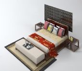 豪华中式大床3D模型