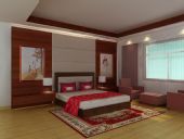 中国红室内卧室效果图3D模型
