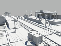 原创卡通火车站,小火车站maya模型