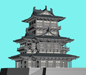 中国古典城楼,宫殿,塔楼3D模型