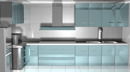 现代兰色调厨房3D模型