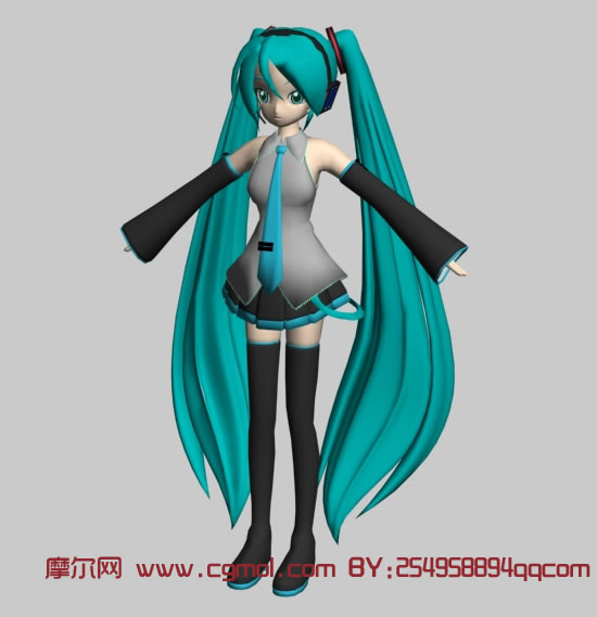 Mmd版初音未来3d模型 卡通角色 动画角色 3d模型下载 3d模型网 Maya模型免费下载 摩尔网