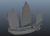 中国古船,船只3D模型