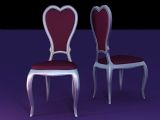 心型古典椅子,室内家具3d模型
