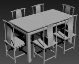 中式餐桌,桌子,桌椅3D模型