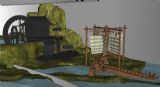 古代风车提水灌田,小屋,建筑,室外场景maya3d模型