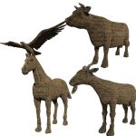 马,公牛,羊,老鹰,动物石雕max3d模型