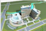 楼顶带停机坪的医院3D模型