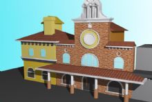 大钟教堂式建筑3D模型