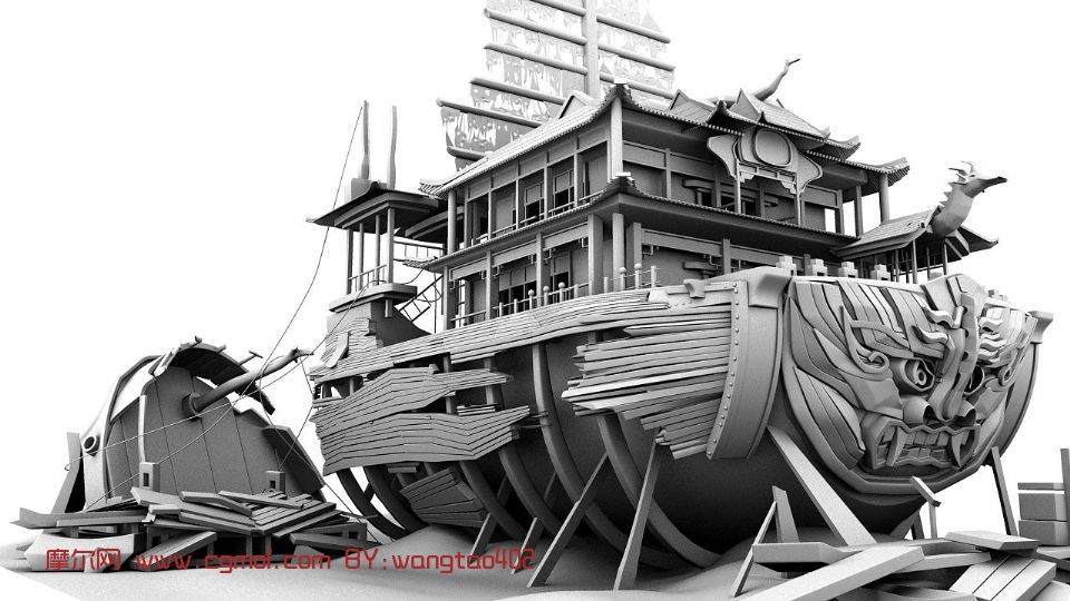古典场景 建筑 皇家巡舰 船maya模型 古代场景 场景模型 3d模型下载 3d模型网 Maya模型免费下载 摩尔网