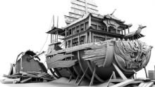 古典场景,建筑,皇家巡舰,船maya模型