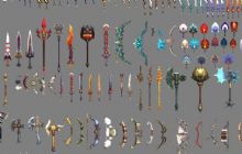 古代,武器,弓箭,剑,扇子max模型
