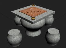 围棋桌,石桌,桌椅max模型