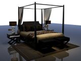 中式双人床,室内家具max模型