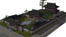 水阁庭院,住宅,中式建筑,古代场景max模型