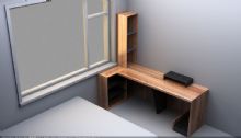 电脑书柜一体桌,桌子,书柜,室内场景max模型