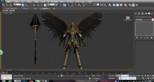 一个带翅膀的黄金甲战士3D模型