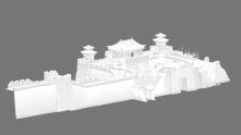 城楼,古建筑白模3D模型