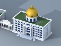 欧式办公楼 穹顶建筑3D模型