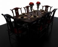 中式餐桌3D模型