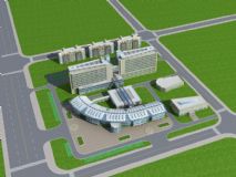 医院总体规划建筑鸟瞰模型