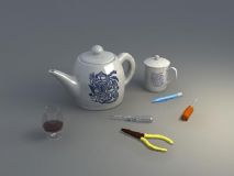 茶壶,钳子,螺丝刀等工具