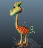 带绑定的卡通长颈鹿3D模型