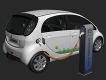 电动汽车3D模型,带充电桩