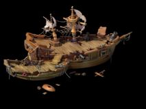 摧毁的船只,古代战船Max模型