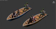 水面划船的人max模型