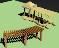 凉亭,庭院走廊3D模型