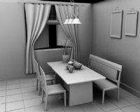 maya餐厅模型,室内效果