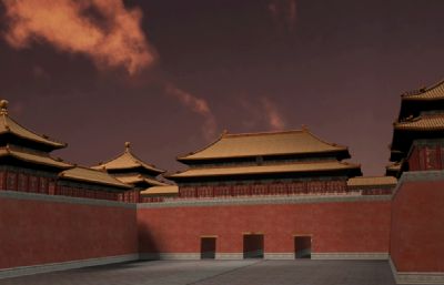 中式古典园林 故宫鸟瞰3D模型