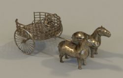 自己制作的古代青铜马车,有贴图,使用vray渲染