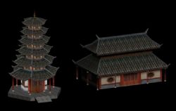 古建筑和塔3D模型